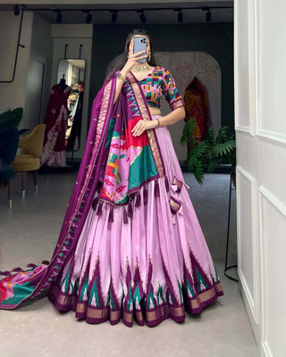 AAYUSHYAM ENTERPRISE Printed Semi Stitched Lehenga Choli(Purple)