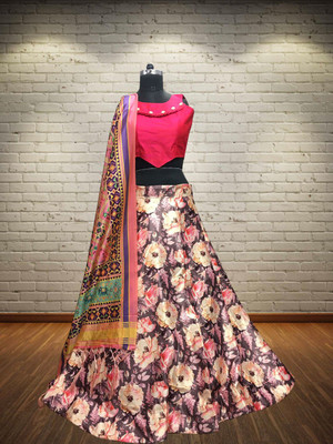 SEIKETSU Digital Print Semi Stitched Lehenga Choli(Multicolor)