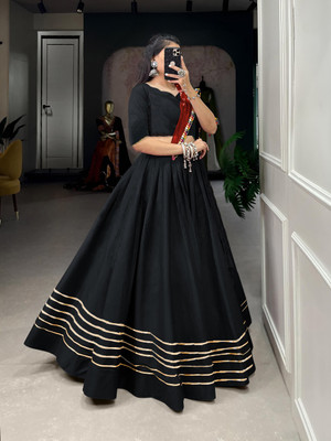 DIVYSTOR Self Design Semi Stitched Lehenga Choli(Black)