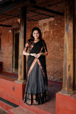 R K INFINITIVE Embroidered Semi Stitched Lehenga Choli(Grey, Black)