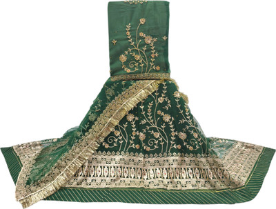 Man Fashion Embroidered Semi Stitched Lehenga Choli(Dark Green)