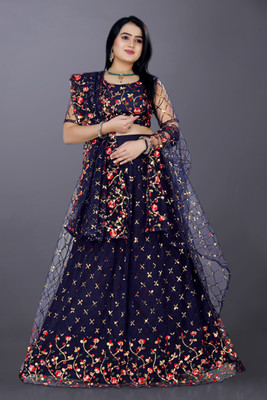 JAY RAMDEV FASHION Embroidered Semi Stitched Lehenga Choli(Light Blue)