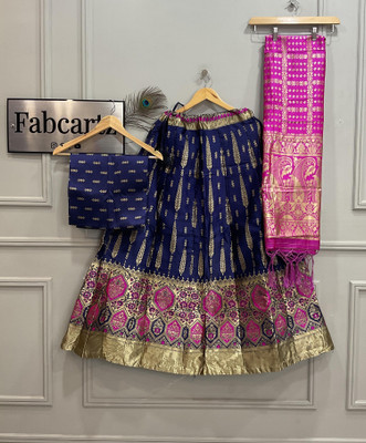 SHREE CREATION Self Design Semi Stitched Lehenga Choli(Dark Blue)