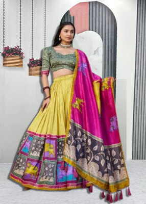 AAYUSHYAM ENTERPRISE Printed Semi Stitched Lehenga Choli(Yellow)