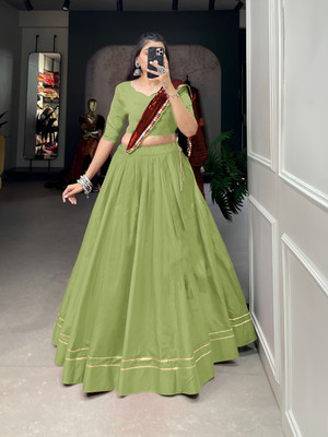 AAYUSHYAM ENTERPRISE Self Design Semi Stitched Lehenga Choli(Green)