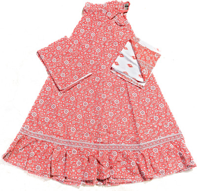 Braj raj Vastraley Floral Print Semi Stitched Lehenga Choli(Orange)