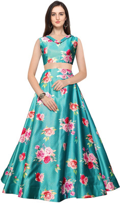 kaizen texo fab Digital Print Semi Stitched Lehenga Choli(Multicolor)