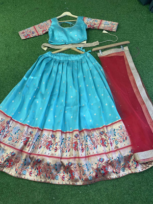 SHREE CREATION Self Design Semi Stitched Lehenga Choli(Light Blue)