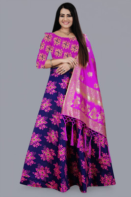 RamKrupa Creation Embellished, Printed Semi Stitched Lehenga Choli(Multicolor)