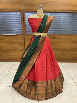Fabcartz Self Design Semi Stitched Lehenga Choli(Red)