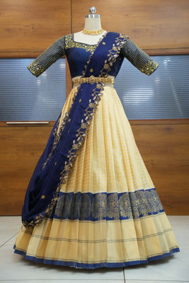 SHREE CREATION Self Design Semi Stitched Lehenga Choli(Dark Blue)