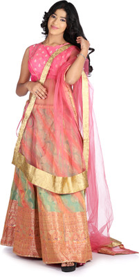 KIYOO Solid Stitched Lehenga Choli(Multicolor)