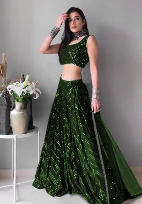 Kedar Fab Embroidered, Self Design Semi Stitched Lehenga Choli(Green)