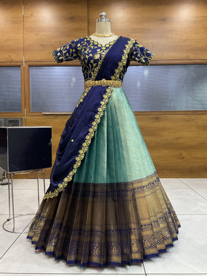MR Y Self Design Semi Stitched Lehenga Choli(Blue)