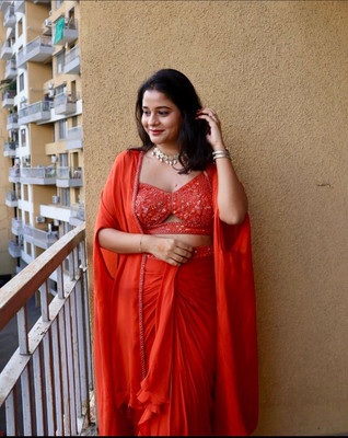 adhyey Embroidered, Embellished Semi Stitched Lehenga Choli(Maroon)