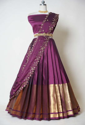 Fabcartz Self Design Semi Stitched Lehenga Choli(Purple)