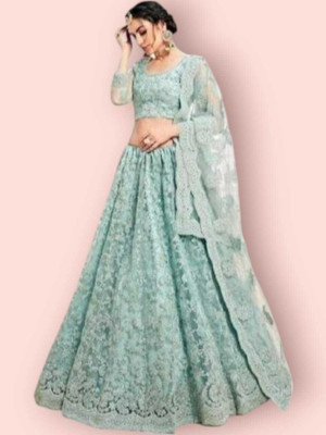 Beautypiee Embroidered Semi Stitched Lehenga Choli(Multicolor)