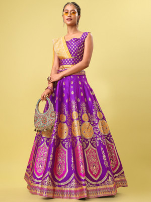 PURVAJA Embellished Semi Stitched Lehenga Choli(Purple)