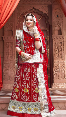 GANPATIJI FASHION Embroidered, Embellished Semi Stitched Lehenga Choli(Red)