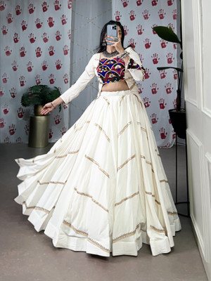 bncreation Self Design Semi Stitched Lehenga Choli(White)