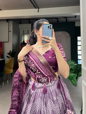 JENIJENI BIZ Self Design Semi Stitched Lehenga Choli(Purple)