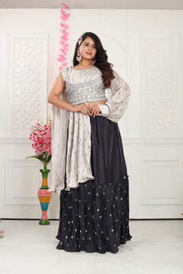 PickALook Embroidered Stitched Lehenga Choli(Multicolor)