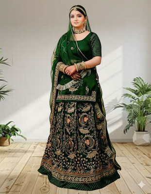 SHREE AMBEY TRADING Embroidered Semi Stitched Rajasthani Poshak(Green)