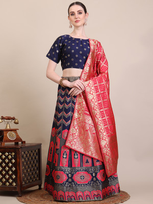 NITYA TEXOFAB Self Design Semi Stitched Lehenga Choli(Blue)