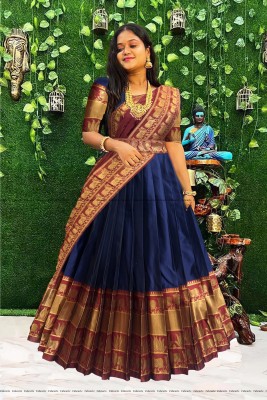 Fabcartz Self Design Semi Stitched Lehenga Choli(Dark Blue)