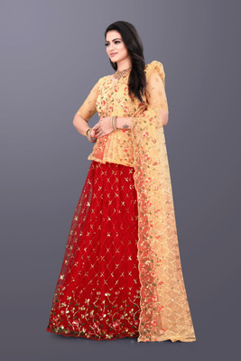 JAY RAMDEV FASHION Embroidered Semi Stitched Lehenga Choli(Red)