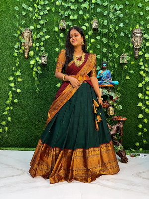 SWAMI STUDIO Self Design Semi Stitched Lehenga Choli(Green)
