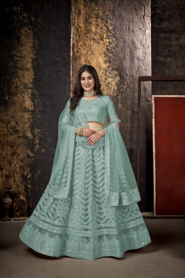 ROOPA BOUTIQUE Embroidered Semi Stitched Lehenga Choli(Light Green)