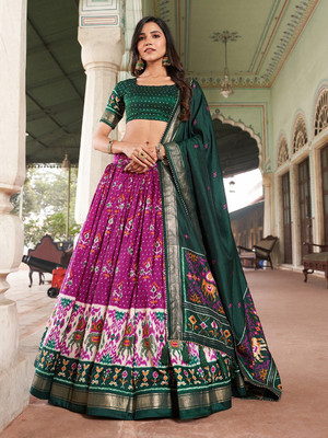 A To Z Cart Printed Semi Stitched Lehenga Choli(Multicolor)