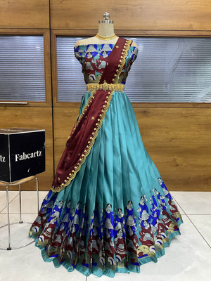 Payu Self Design Semi Stitched Lehenga Choli(Blue)