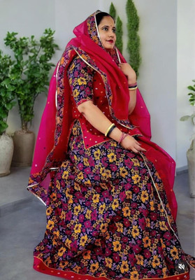 Man Fashion Embroidered Semi Stitched Rajasthani Poshak(Dark Blue)