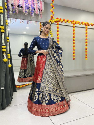 Fabcartz Self Design Semi Stitched Lehenga Choli(Red)