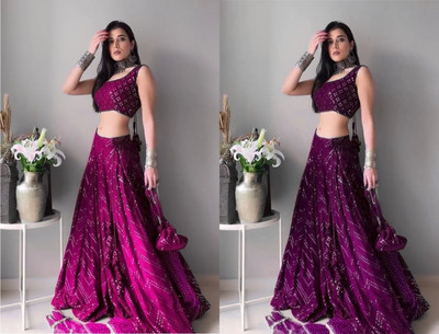Reelove Factory Embroidered Semi Stitched Lehenga Choli(Multicolor)