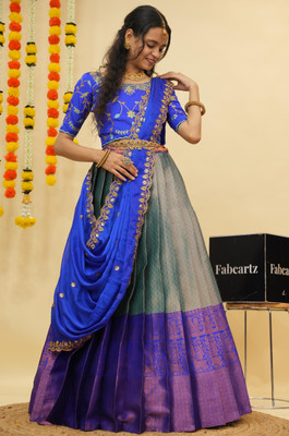 SHREE CREATION Self Design Semi Stitched Lehenga Choli(Blue)