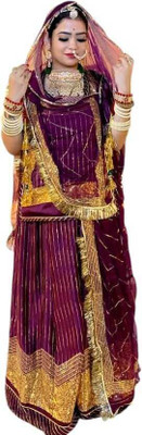 GHOOMAR Embroidered Semi Stitched Rajasthani Poshak(Purple)