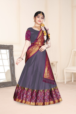 TathstuFab Printed Semi Stitched Lehenga Choli(Light Blue)