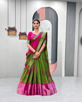 MITRABIZ Self Design Semi Stitched Lehenga Choli(Green)