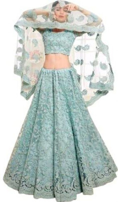 HOUSE OF COMMON Embroidered Semi Stitched Lehenga Choli(Light Blue)