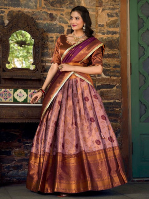 SHREEENATHJICREATION Self Design Semi Stitched Lehenga Choli(Purple)