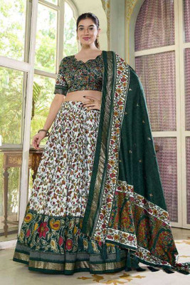 RIDHISIDHIWEARS Floral Print Semi Stitched Lehenga Choli(Green)