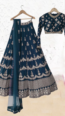 A To Z Cart Embroidered Semi Stitched Lehenga Choli(Multicolor)