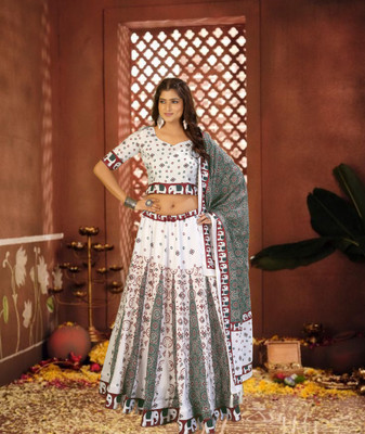 kridhashopping Printed Semi Stitched Lehenga Choli(Multicolor)