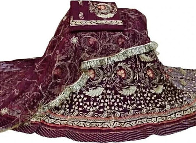 SHREE AMBEY TRADING Embroidered Semi Stitched Rajasthani Poshak(Purple)