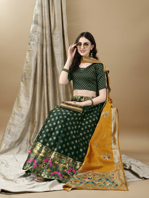 A To Z Cart Embellished Semi Stitched Lehenga Choli(Green)