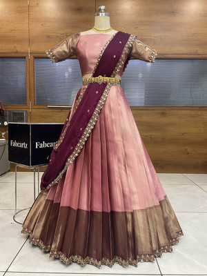 SHREE CREATION Embroidered Semi Stitched Lehenga Choli(Pink)