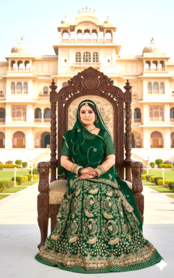 SHRIHARI BUSINESS Embroidered Semi Stitched Rajputi Poshak(Green)